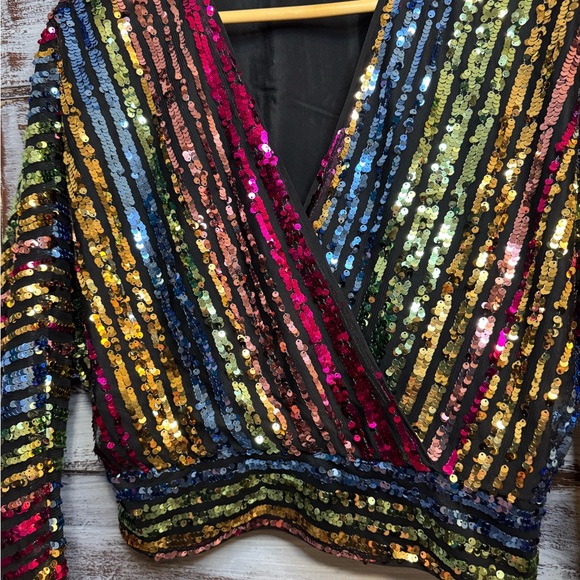 ASOS Vibrant Sequin V-Neck Sweater - Picture 2 of 4